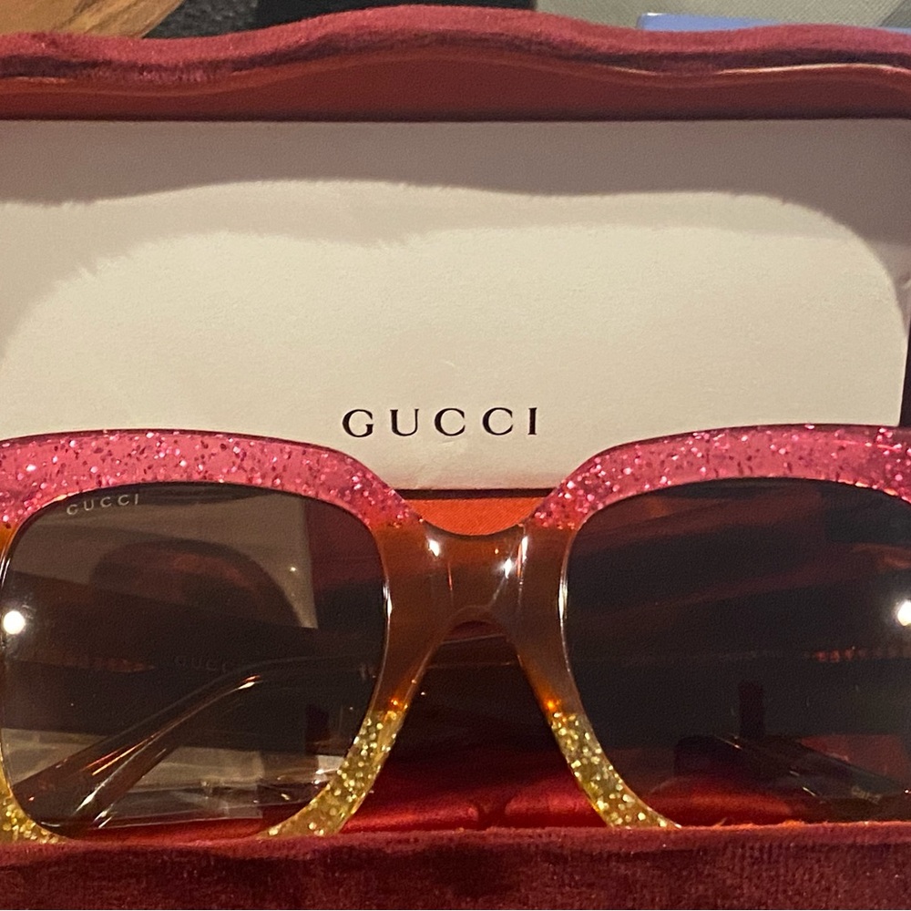 Gucci Pink and Yellow Oversized Sunglasses